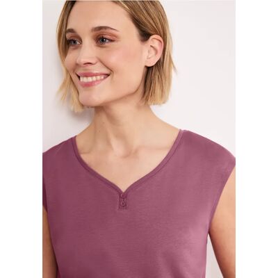 Street One Shirt mit gerundetem V-Ausschnitt - Rosa - Damen Street One Shirt mit gerundetem V-Ausschnitt - Rosa - Damen