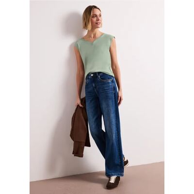 Street One Shirt mit gerundetem V-Ausschnitt - Grün - Damen Street One Shirt mit gerundetem V-Ausschnitt - Grün - Damen