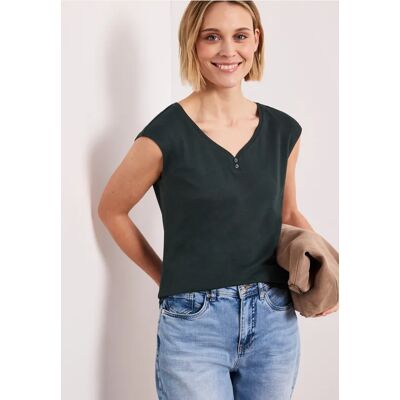 Street One Shirt mit gerundetem V-Ausschnitt - Grün - Damen Street One Shirt mit gerundetem V-Ausschnitt - Grün - Damen
