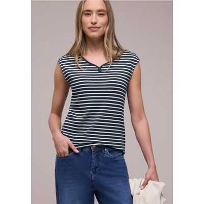 Street One Ärmelloses Shirt mit Knopfdetail - Blau - Damen Street One Ärmelloses Shirt mit Knopfdetail - Blau - Damen