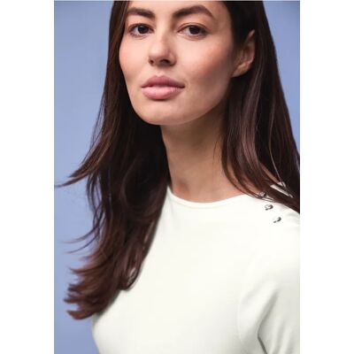 Street One Kurzarm Shirt mit Knopfdetail - Weiß - Damen Street One Kurzarm Shirt mit Knopfdetail - Weiß - Damen