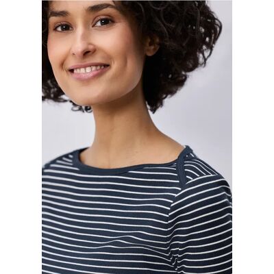 Street One 3/4-Arm Shirt mit U-Boot-Ausschnitt - Blau - Damen Street One 3/4-Arm Shirt mit U-Boot-Ausschnitt - Blau - Damen