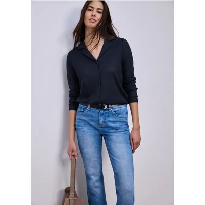 Street One Langarm Jacke mit V-Neck - Blau - Damen Street One Langarm Jacke mit V-Neck - Blau - Damen