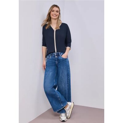 Street One 3/4-Arm Shirt mit Kontrastdetail - Blau - Damen Street One 3/4-Arm Shirt mit Kontrastdetail - Blau - Damen