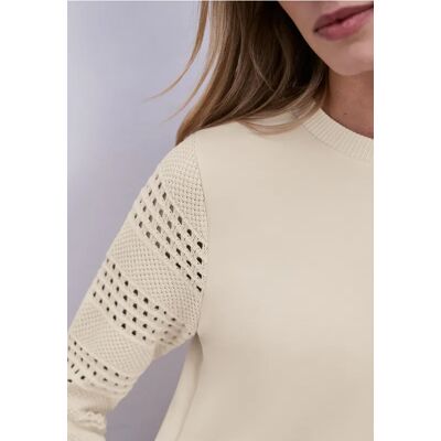 Street One Shirt mit Lochmuster-Ärmeln - Beige - Damen Street One Shirt mit Lochmuster-Ärmeln - Beige - Damen