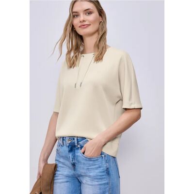 Street One Dropped Shoulder Shirt im Silk-Look - Beige - Damen Street One Dropped Shoulder Shirt im Silk-Look - Beige - Damen