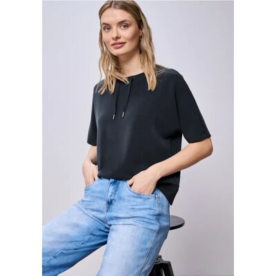 Street One Dropped Shoulder Shirt im Silk-Look - Blau - Damen Street One Dropped Shoulder Shirt im Silk-Look - Blau - Damen