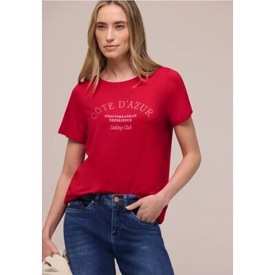 Street One T-Shirt mit Rundhals und Wording - Rot - Damen Street One T-Shirt mit Rundhals und Wording - Rot - Damen