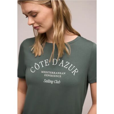 Street One T-Shirt mit Rundhals und Wording - Grün - Damen Street One T-Shirt mit Rundhals und Wording - Grün - Damen