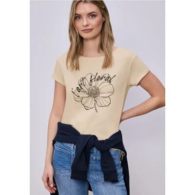 Street One Kurzarm Shirt mit floralem Artwork - Beige - Damen Street One Kurzarm Shirt mit floralem Artwork - Beige - Damen