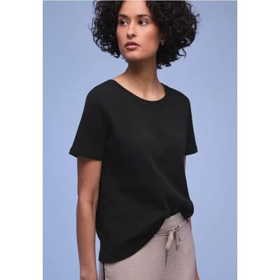 Street One Basic T-Shirt aus reiner Baumwolle - Schwarz - Damen Street One Basic T-Shirt aus reiner Baumwolle - Schwarz - Damen