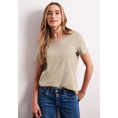 Street One Basic T-Shirt aus reiner Baumwolle - Beige - Damen Street One Basic T-Shirt aus reiner Baumwolle - Beige - Damen