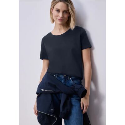 Street One Basic T-Shirt aus reiner Baumwolle - Blau - Damen Street One Basic T-Shirt aus reiner Baumwolle - Blau - Damen