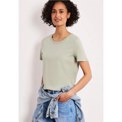 Street One Basic T-Shirt aus reiner Baumwolle - Grün - Damen Street One Basic T-Shirt aus reiner Baumwolle - Grün - Damen