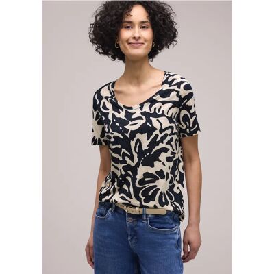 Street One Kurzarm T-Shirt mit abstraktem Print - Blau - Damen Street One Kurzarm T-Shirt mit abstraktem Print - Blau - Damen