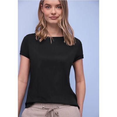 Street One Kurzarm Longshirt mit Rundhals - Schwarz - Damen Street One Kurzarm Longshirt mit Rundhals - Schwarz - Damen