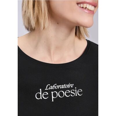 Street One Kurzarm Shirt mit Folien-Wording - Schwarz - Damen Street One Kurzarm Shirt mit Folien-Wording - Schwarz - Damen