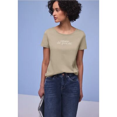 Street One Kurzarm Shirt mit Folien-Wording - Beige - Damen Street One Kurzarm Shirt mit Folien-Wording - Beige - Damen
