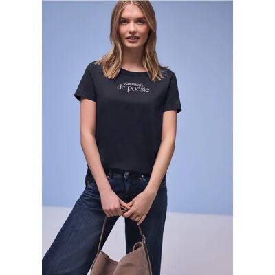 Street One Kurzarm Shirt mit Folien-Wording - Blau - Damen Street One Kurzarm Shirt mit Folien-Wording - Blau - Damen
