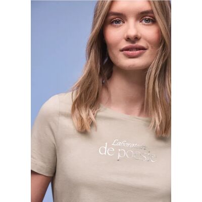 Street One Kurzarm Shirt mit Folien-Wording - Beige - Damen Street One Kurzarm Shirt mit Folien-Wording - Beige - Damen