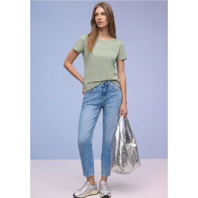 Street One Kurzarm Shirt mit Folien-Wording - Grün - Damen Street One Kurzarm Shirt mit Folien-Wording - Grün - Damen