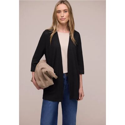Street One Langarm Jacke im verlängerten Schnitt - Schwarz - Damen Street One Langarm Jacke im verlängerten Schnitt - Schwarz - Damen