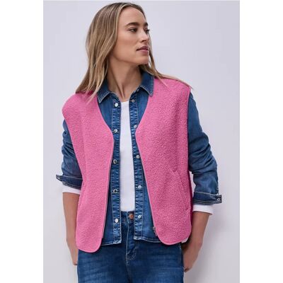 Street One Weste mit V-Neck aus Teddy-Material - Rosa - Damen Street One Weste mit V-Neck aus Teddy-Material - Rosa - Damen