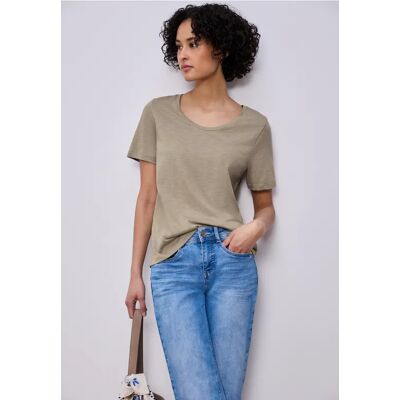 Street One Basic T-Shirt aus Jersey - Beige - Damen Street One Basic T-Shirt aus Jersey - Beige - Damen