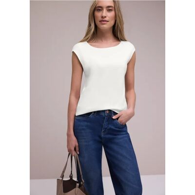 Street One Basic Shirt mit U-Boot-Ausschnitt - Weiß - Damen Street One Basic Shirt mit U-Boot-Ausschnitt - Weiß - Damen