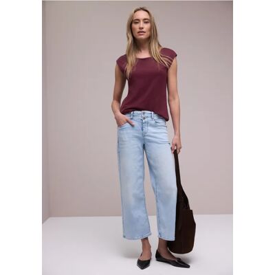 Street One Basic Shirt mit U-Boot-Ausschnitt - Rot - Damen Street One Basic Shirt mit U-Boot-Ausschnitt - Rot - Damen