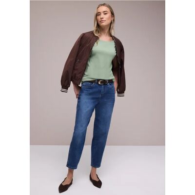 Street One Basic Shirt mit U-Boot-Ausschnitt - Grün - Damen Street One Basic Shirt mit U-Boot-Ausschnitt - Grün - Damen