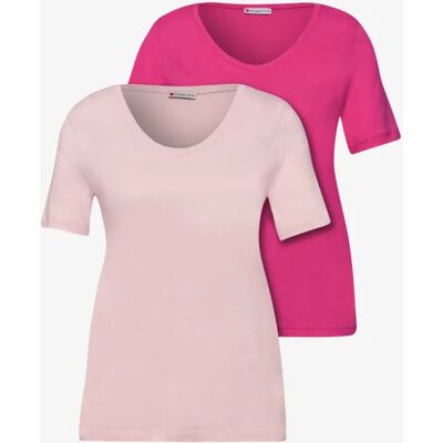 Street One Basic T-Shirt mit Kurzarm im 2er-Pack - Multicolour Pink Rosa - Damen Street One Basic T-Shirt mit Kurzarm im 2er-Pack - Multicolour Pink Rosa - Damen