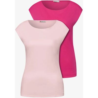 Street One Basic Shirt mit Boatneck im 2er-Pack - Multicolour Pink Rosa - Damen Street One Basic Shirt mit Boatneck im 2er-Pack - Multicolour Pink Rosa - Damen