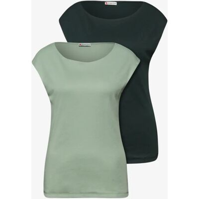Street One Basic Shirt mit Boatneck im 2er-Pack - Multicolour Grün - Damen Street One Basic Shirt mit Boatneck im 2er-Pack - Multicolour Grün - Damen