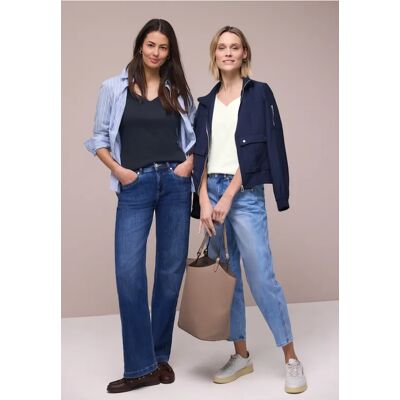 Street One T-Shirts mit Herzausschnitt im 2er-Pack - Blau Weiß - Damen Street One T-Shirts mit Herzausschnitt im 2er-Pack - Blau Weiß - Damen