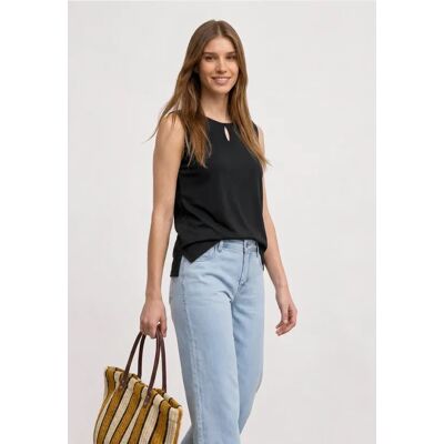 Street One Top mit Rundhals und Cut-Out-Detail - Schwarz - Damen Street One Top mit Rundhals und Cut-Out-Detail - Schwarz - Damen