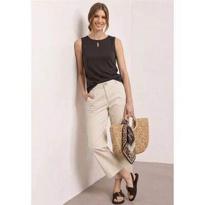 Street One Top mit Rundhals und Cut-Out-Detail - Braun - Damen Street One Top mit Rundhals und Cut-Out-Detail - Braun - Damen