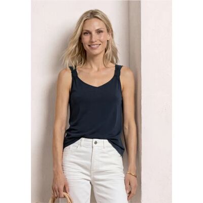 Street One Top mit V-Neck und Knotendetail - Blau - Damen Street One Top mit V-Neck und Knotendetail - Blau - Damen