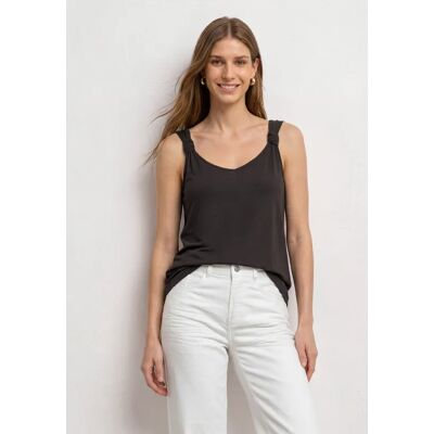 Street One Top mit V-Neck und Knotendetail - Braun - Damen Street One Top mit V-Neck und Knotendetail - Braun - Damen
