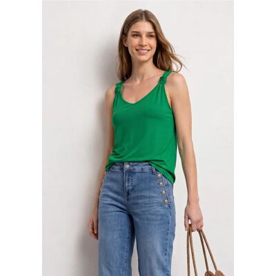 Street One Top mit V-Neck und Knotendetail - Grün - Damen Street One Top mit V-Neck und Knotendetail - Grün - Damen