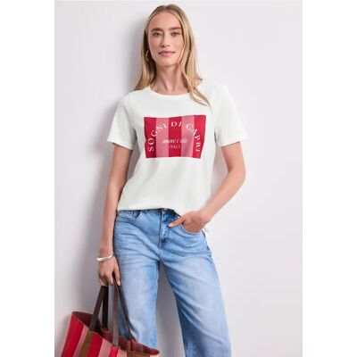 Street One T-Shirt mit Rundhals und Print - Weiß - Damen Street One T-Shirt mit Rundhals und Print - Weiß - Damen