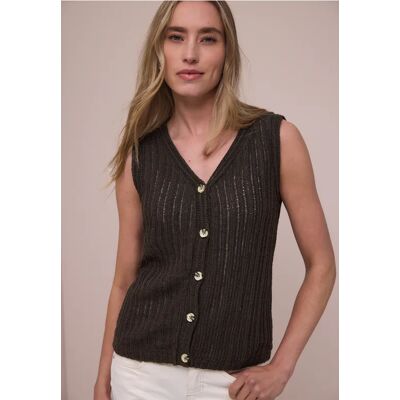 Street One Weste mit V-Neck und Knopfleiste - Braun - Damen Street One Weste mit V-Neck und Knopfleiste - Braun - Damen