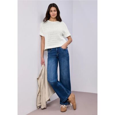 Street One T-Shirt mit Rundhals und Struktur - Weiß - Damen Street One T-Shirt mit Rundhals und Struktur - Weiß - Damen