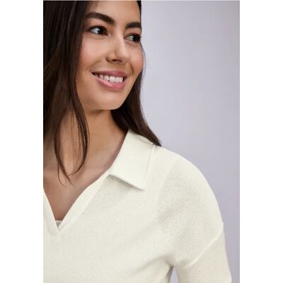 Street One Kurzarm Poloshirt in Unifarbe - Weiß - Damen Street One Kurzarm Poloshirt in Unifarbe - Weiß - Damen