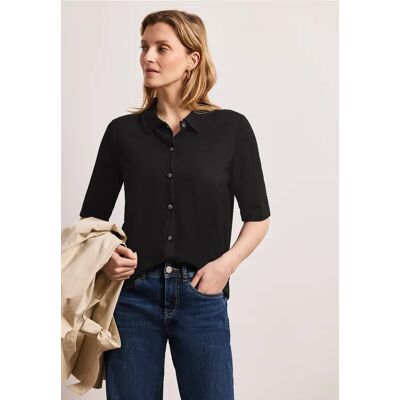 Street One Kurzarm Shirt mit Knopfleiste - Schwarz - Damen Street One Kurzarm Shirt mit Knopfleiste - Schwarz - Damen