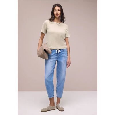 Street One Kurzarm Shirt mit Strukturstreifen - Beige - Damen Street One Kurzarm Shirt mit Strukturstreifen - Beige - Damen