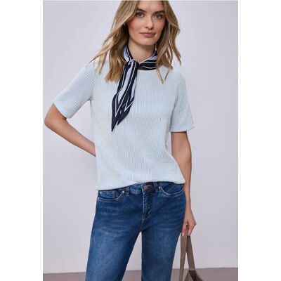 Street One Kurzarm Shirt mit Strukturstreifen - Blau - Damen Street One Kurzarm Shirt mit Strukturstreifen - Blau - Damen