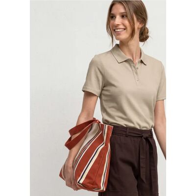 Street One Kurzarm Poloshirt in Rippstruktur - Beige - Damen Street One Kurzarm Poloshirt in Rippstruktur - Beige - Damen