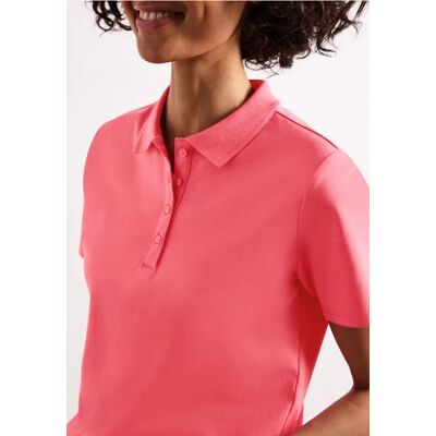 Street One Kurzarm Poloshirt in Rippstruktur - Pink - Damen Street One Kurzarm Poloshirt in Rippstruktur - Pink - Damen