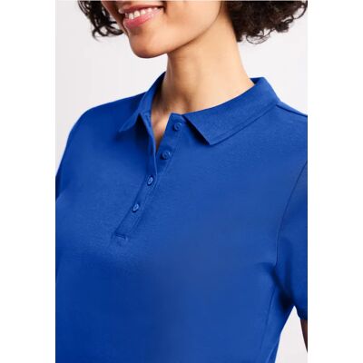 Street One Kurzarm Poloshirt in Rippstruktur - Blau - Damen Street One Kurzarm Poloshirt in Rippstruktur - Blau - Damen